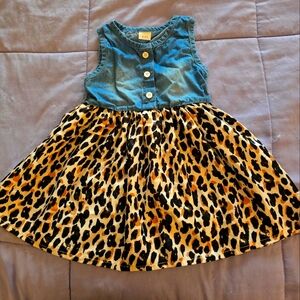 2T/3T Cheetah and Denim Print Dress